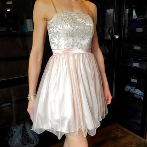 Baby doll cream lace and sparkly tulle dress